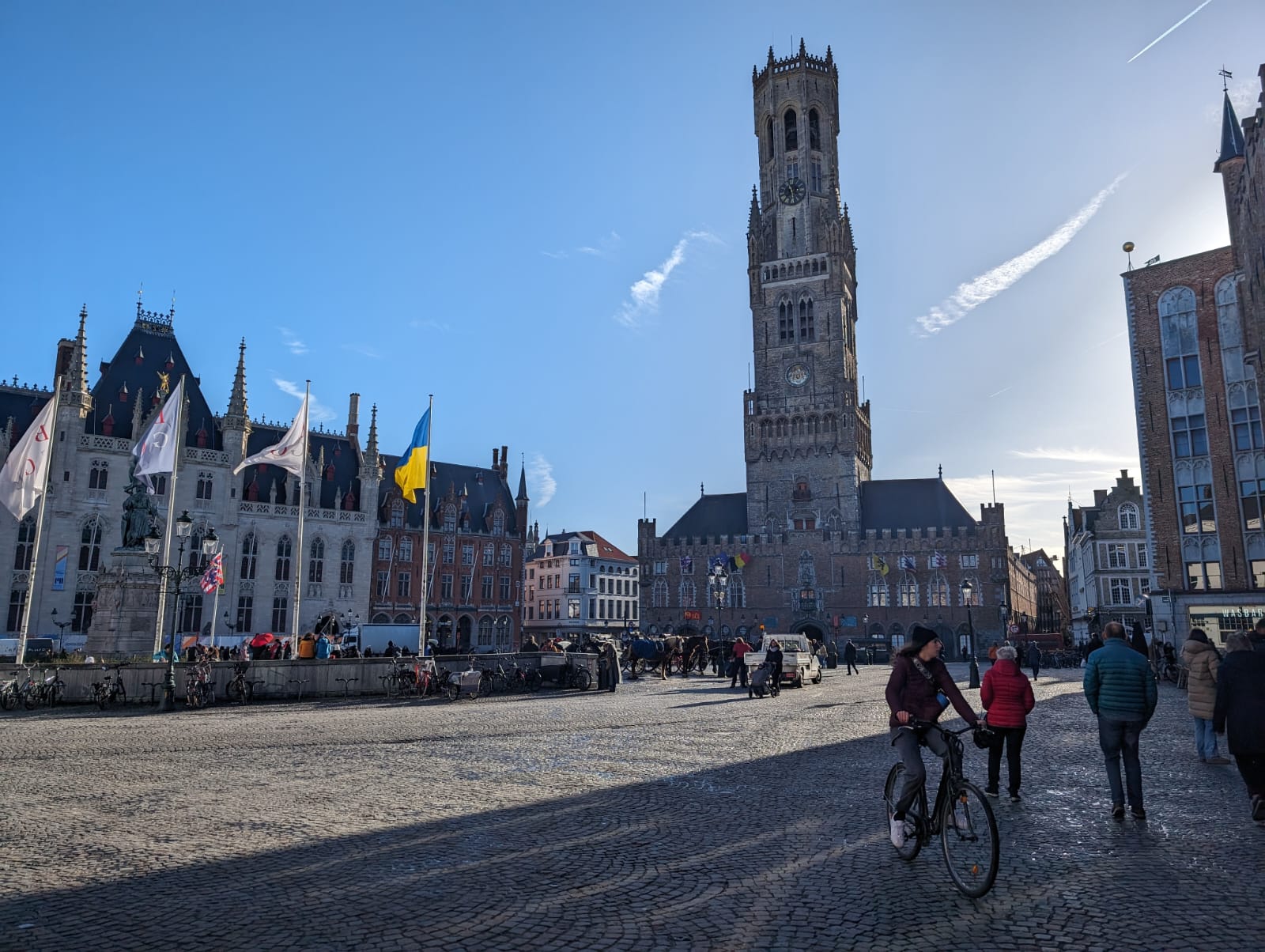 The Belfry of Bruges, a historical clock tower in the centre of the city, a fun activity to do during your 2 days in Belgium.