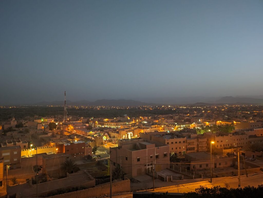 On the Morocco desert tour, you stay in a 4 star hotel in Tinghir with a beautiful view of the town below.